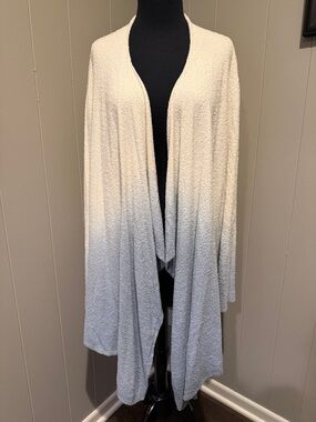 B40 Barefoot Dreams Women’s L/XL Ombre Open-Front Cardigan - Cream to Light Blue